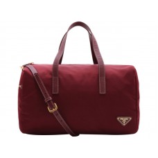 Sac Prada Vela en nylon bordeaux avec poignée supérieure