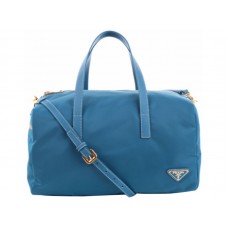 Sac Prada Vela en nylon bleu clair avec poignée supérieure
