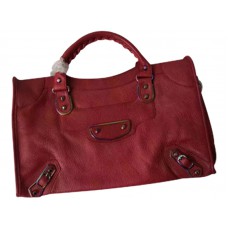 Sac Balenciaga Classic Metallic Edge Iridescent City Bag Bordeaux