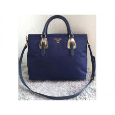 Sac cabas Prada Tessuto en nylon et cuir de veau souple bleu