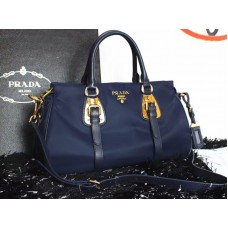 Sac à main Prada Tessuto en nylon et cuir de veau souple, bleu