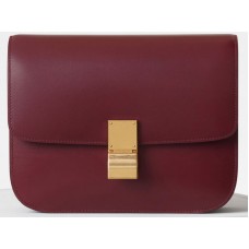 Sac Céline Classic moyen en cuir de veau bordeaux, réf. 1641731