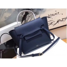 Sac ceinture micro Céline en cuir de veau grainé bleu