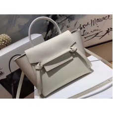 Sac ceinture micro Céline en cuir de veau grainé gris clair
