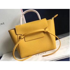 Sac ceinture micro Céline en cuir de veau grainé jaune
