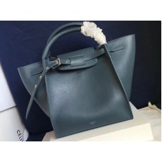 Petit sac Céline Big Bag avec bandoulière longue en cuir de veau grainé souple bleu