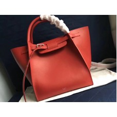 Sac Céline Small Big Bag avec bandoulière longue en cuir de veau grainé souple rouge
