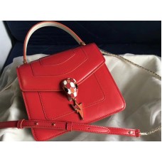 Housse de protection Bvlgari Serpenti Forever 18 cm en cuir de veau blanc et rouge