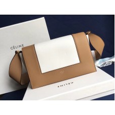 Sac bandoulière Céline moyen en cuir beige et blanc