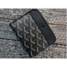 Portefeuille Goyard Chevron petit format zippé noir