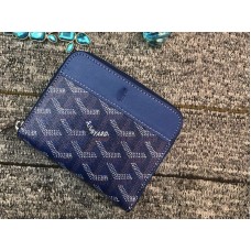 Portefeuille Goyard Chevron petit format zippé bleu