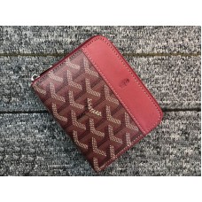 Portefeuille Goyard Chevron petit format à fermeture éclair bordeaux
