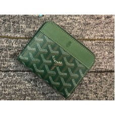 Portefeuille Goyard Chevron petit format zippé vert
