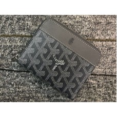 Portefeuille Goyard Chevron petit format à fermeture éclair gris