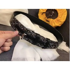 Goyard Ceinture Chevron Goyardine En Cuir Noir