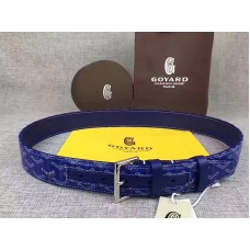 Goyard Ceinture Chevron Goyardine En Cuir Bleu