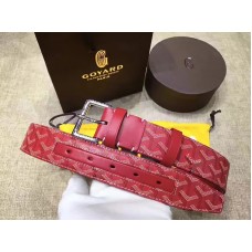 Goyard Ceinture Chevron Goyardine En Cuir Rouge