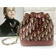 Sac seau à cordon Dior Diorissimo bordeaux