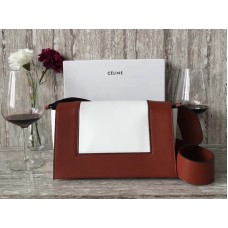 Sac bandoulière Céline moyen en cuir bordeaux et blanc