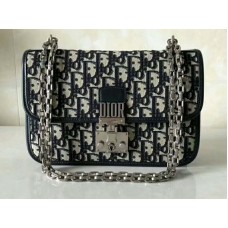 Sac Dior Dioraddict Flap en toile, finitions argentées, noir d1006942