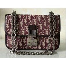 Sac Dior Dioraddict Flap en toile, finitions argentées, bordeaux d1006943