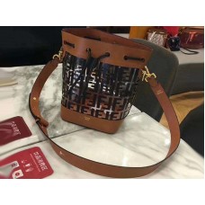 Fendi Mon Trésor Sac seau transparent en cuir marron f081