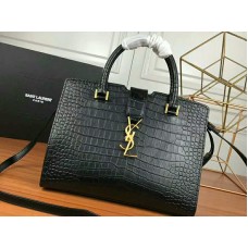 Sac cabas Saint Laurent YSL petit modèle en cuir lisse noir