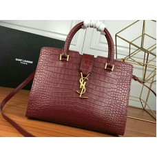 Sac cabas Saint Laurent YSL petit modèle en cuir lisse bordeaux
