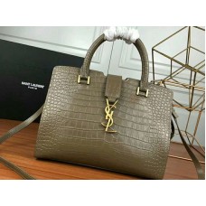 Sac cabas Saint Laurent YSL petit modèle en cuir lisse gris