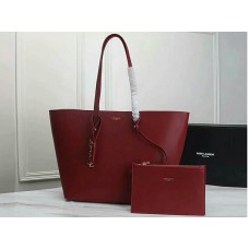 Sac cabas Saint Laurent YSL grand format en cuir bordeaux