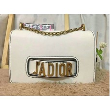 Sac Dior J'Adior en cuir de veau blanc avec finitions dorées vieillies
