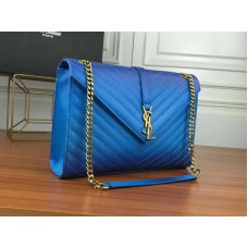 Sacoche Saint Laurent YSL Monogram en cuir matelassé bleu