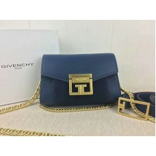 Sac Givenchy petit modèle gv3 en cuir grainé et daim bleu