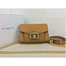 Sac Givenchy petit modèle gv3 en cuir grainé et daim camel