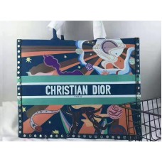 Sac cabas Dior Book Tote en daim Aladin multicolore et bleu