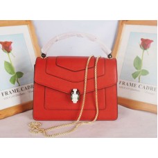 Housse à rabat Bvlgari Serpenti Forever 25 cm en cuir de veau rouge