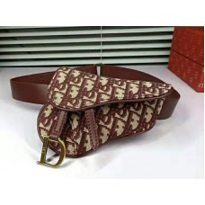 Sac banane Dior Oblique Saddle bordeaux