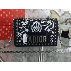 Sac Dior J'Adior Mini à fleurs brodées noir et blanc