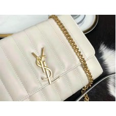 Sac Saint Laurent Vicky Medium en cuir d'agneau matelassé blanc