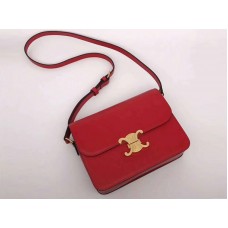 Sac Céline Triomphe moyen en cuir de veau rouge brillant