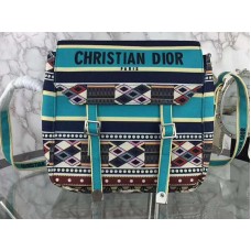 Sac messager Dior Diorcamp en toile brodée verte