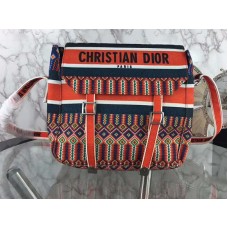 Sac messager Dior Diorcamp en toile brodée orange