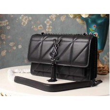 Saint Laurent Jamie carré moyen Rive en cuir noir