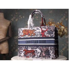 Sac Dior Book Tote Toile De Jouy Bleu