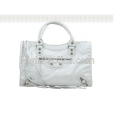 Sac Balenciaga Le Dix Motorcycle, format moyen, blanc