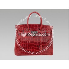 Sac Birkin Hermès 35 cm en similicuir rouge