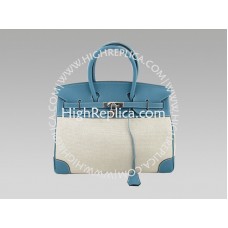 Birkin 35 en jean bleu Togo et toile Hermès