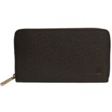 Organiseur zippé Louis Vuitton en cuir Taïga, couleur chocolat