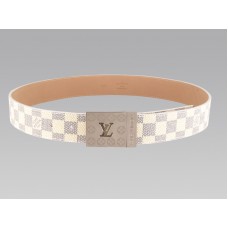 Ceinture Louis Vuitton Damier Azur avec boucle logo argentée