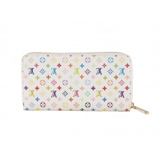 Portefeuille Zippy Louis Vuitton Monogram Multicolore Blanc Litchi